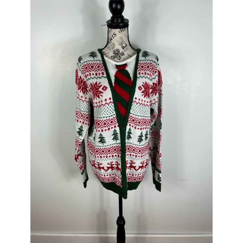 Jolly Sweaters ugly Christmas sweater with tie and buttons detail